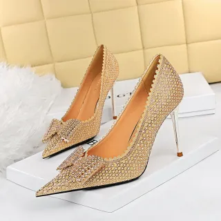 Sweet Women''s Princess Wedding Shoes Thin High Heels Shallow Mouth - Khaki