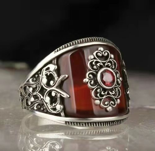 Title 3, Popular Antique Pattern Black Faced Zircon Ring...