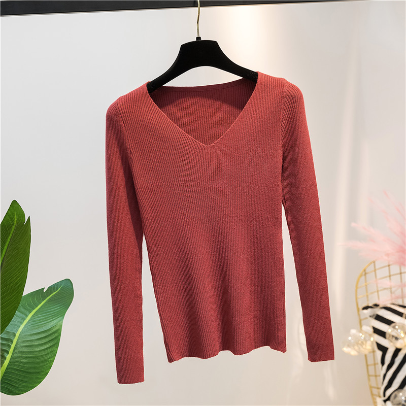 Title 10, Autumn and Winter V-neck Knitted Long-sleeved S...