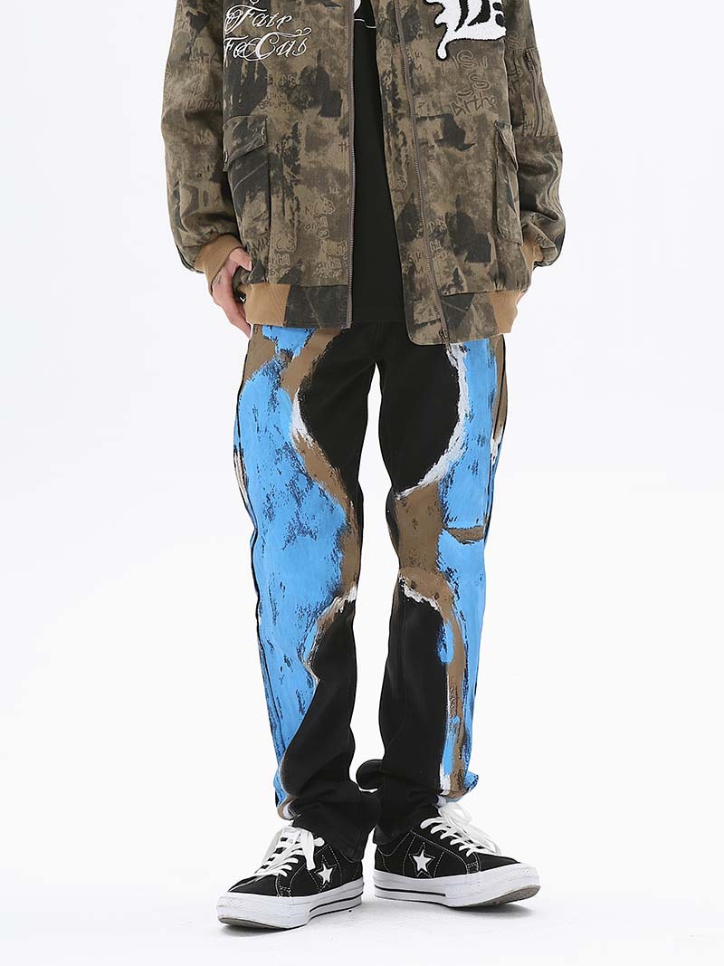 Title 3, Graffiti Loose Fashion Jeans voor heren met kle...