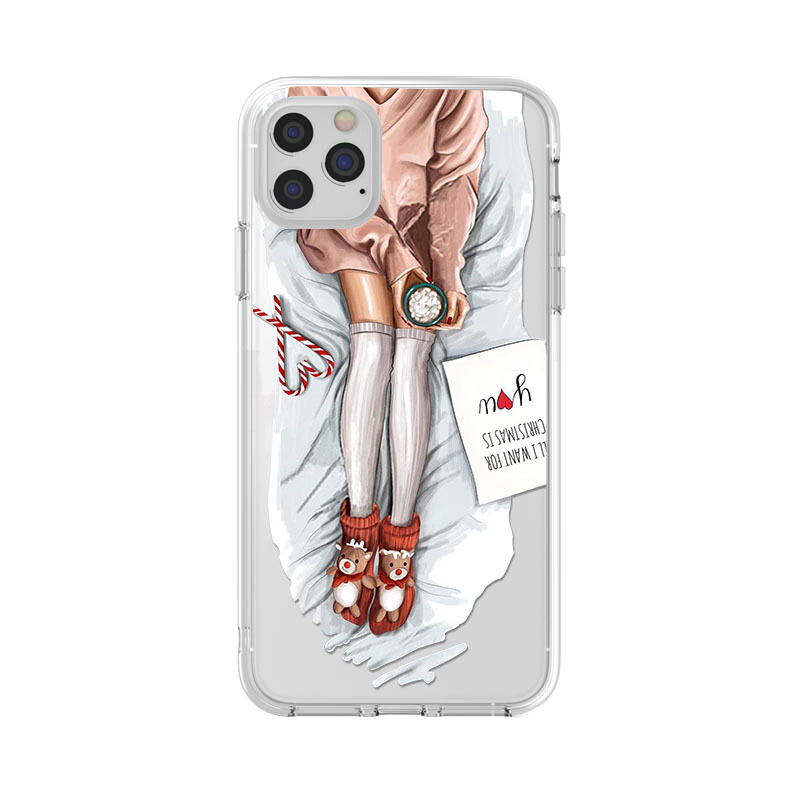 Fashion Lady Mobile Phone Case Transparent TPU Soft Protective Cover