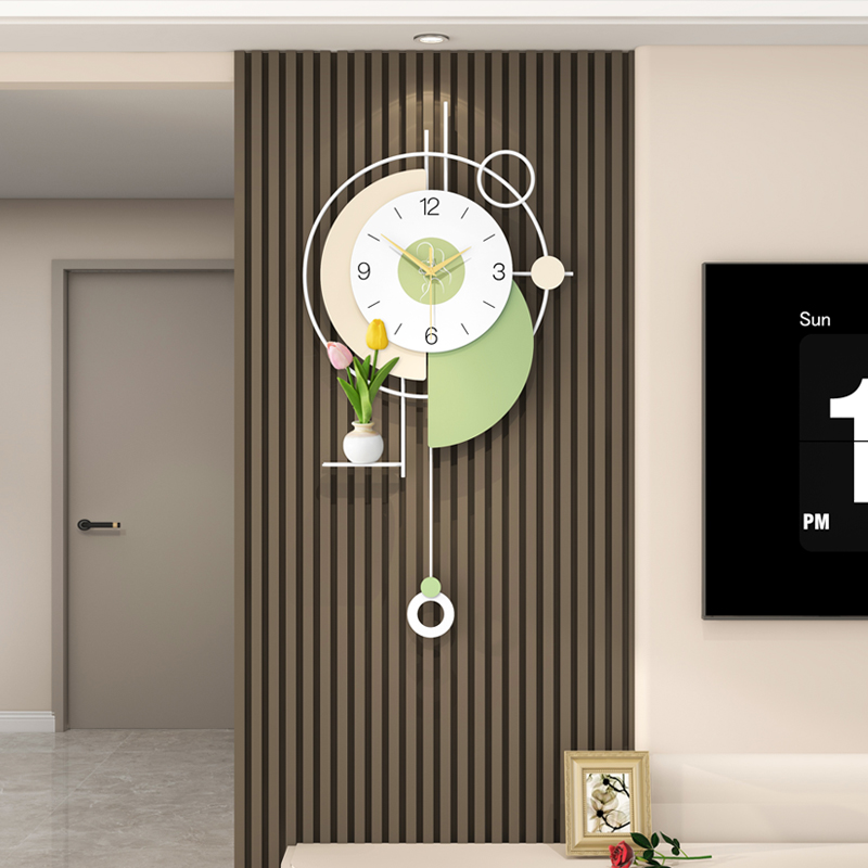 Modern Pastel Wall Clock Minimalist Pendulum Tulip Decorative Home Accent