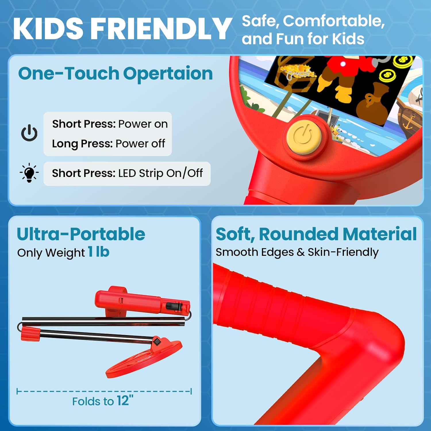 Innovative Colorful LCD Metal Detector For Kids 6.7-inch LED-Illuminated Coil, Lightweight & Adjustable, Safe Rubber Grip The Ideal Gift For Boys And Girls
