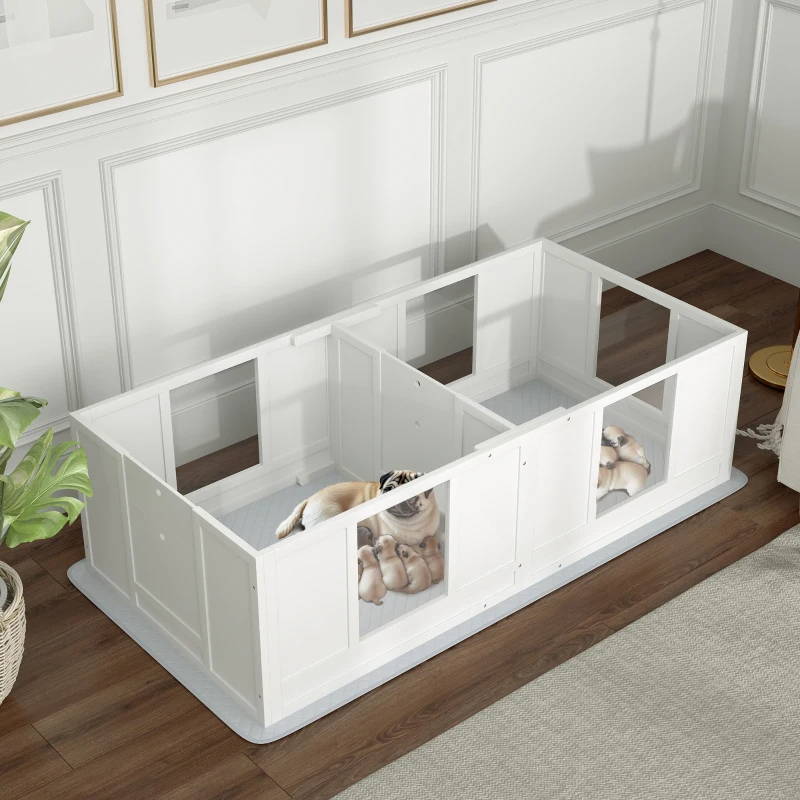 Double Room Design Whelping Box For Dogs With Whelping Pad