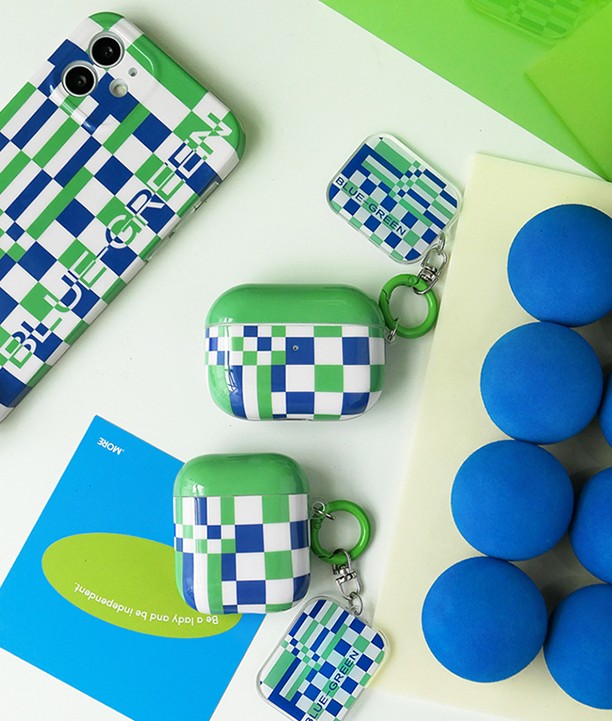 Green Grid Wireless Earphone Soft Cover - Image 7