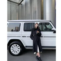 Women's Airport Trench Coat Fashionable Temperament Popular Mid-length - Black - View 1