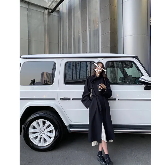 Women's Airport Trench Coat Fashionable Temperament Popular Mid length Black - Shop at LoveMi