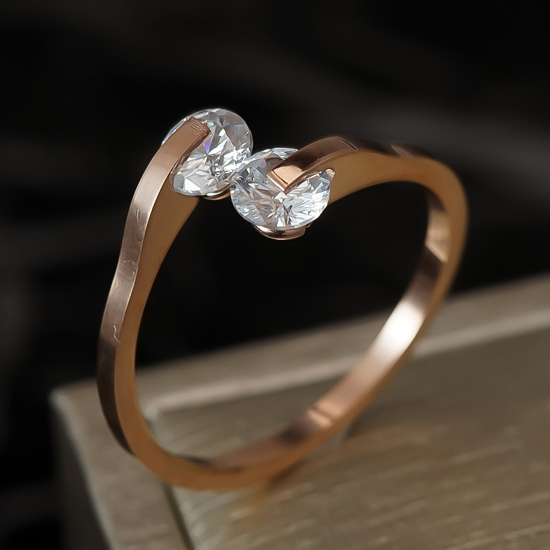 Rose Gold Simple Temperament Stainless Steel Jewelry Ring