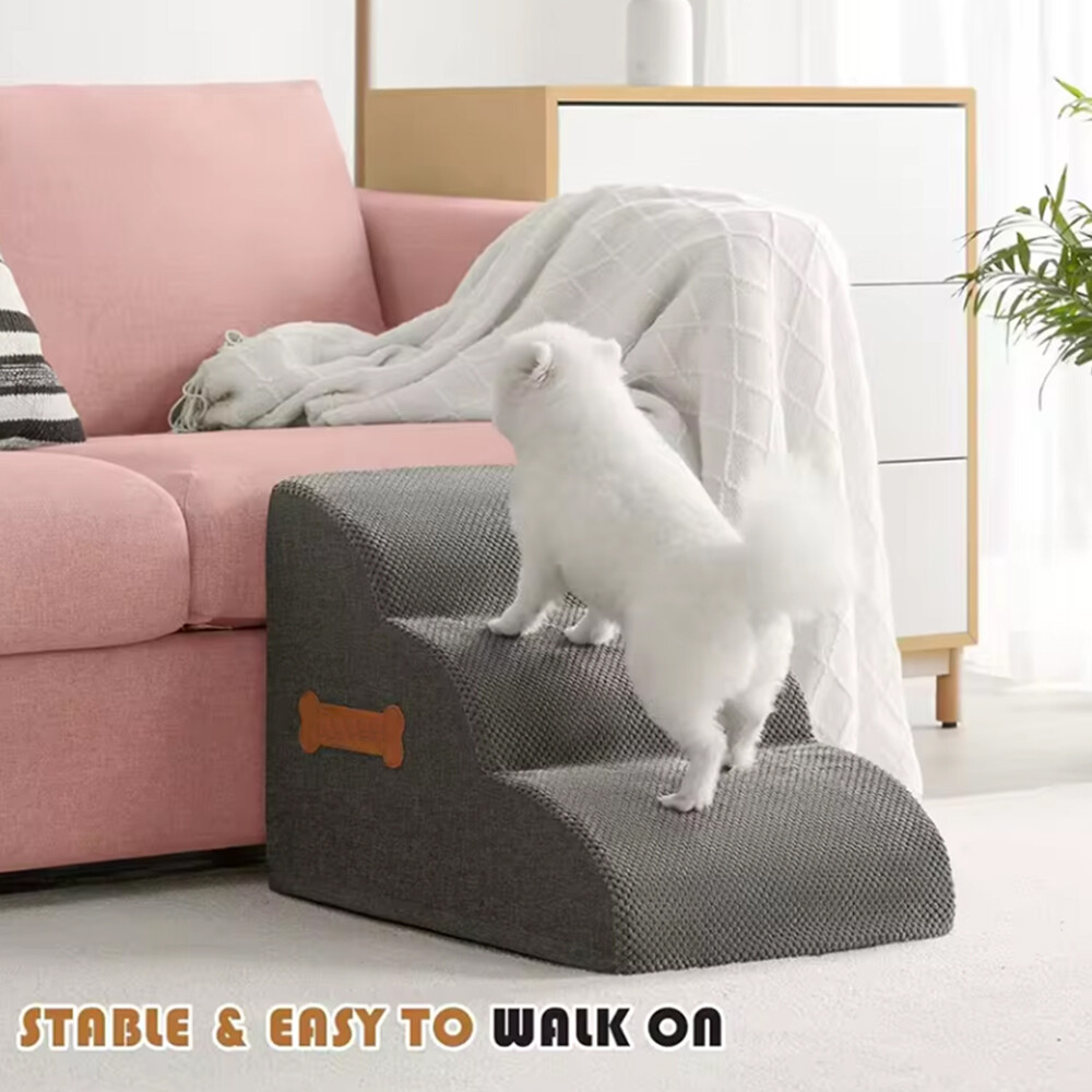 3Step Dog Stairs Pet For Bed Sofa Cats Ladder Ramp With Removable Cover Portable — image 12