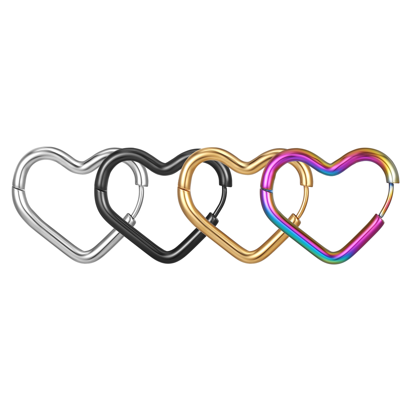 Title 3, Heart-shaped Stainless Steel Ear Clip Trendy Si...