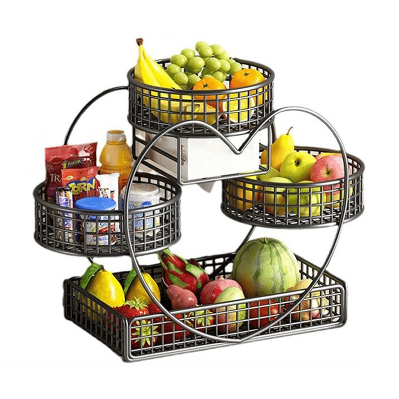 Heart Shaped 3 Tier Fruit Basket Metal Countertop Stand For Fruit Vegetables Bread Snacks Cupcakes Adjustable Height Black Finish Ideal For Wedding Party Mothers Day Christmas Gift