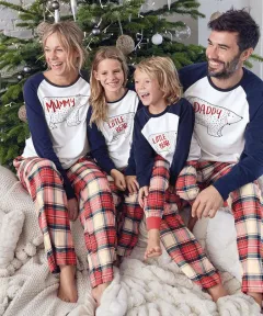 New Home Service Parent-child Suit Christmas Bear Pajamas Print - White - View 1