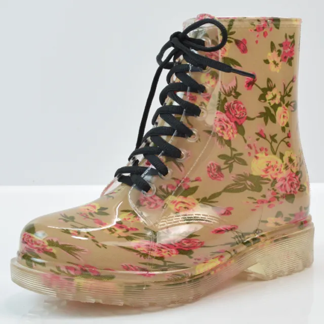 Fashion Summer Ladies Transparent Floral Rain Boots Martin Warm Water Shoes Red - Shop at LoveMi