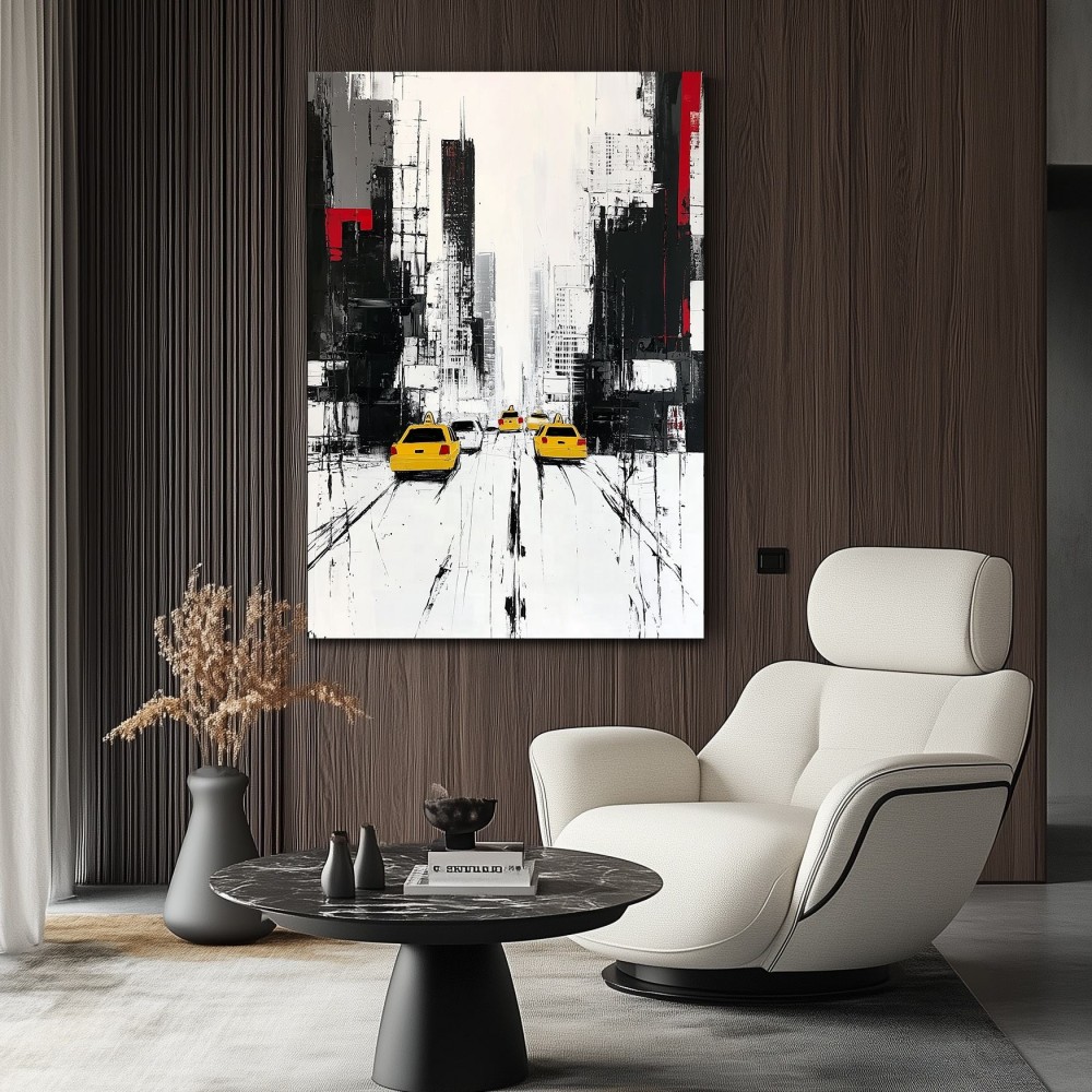 Handmade Oil Painting Canvas Wall Art Decoration Modern Black And White Abstract Architectural Street Scene For Home Living Room Decor Entrance Niche Art Installation Rolled Frameless
