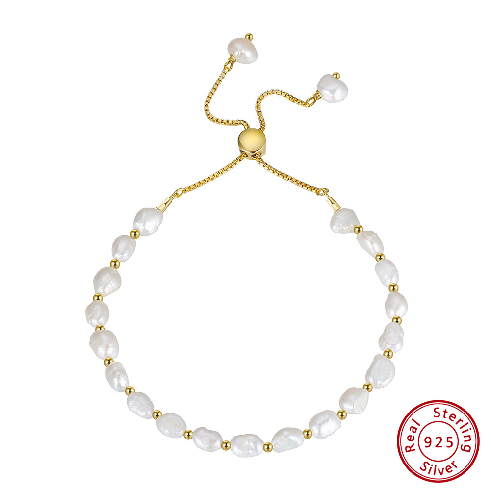 S925 Sterling Silver Natural Freshwater Pearl Bracelet