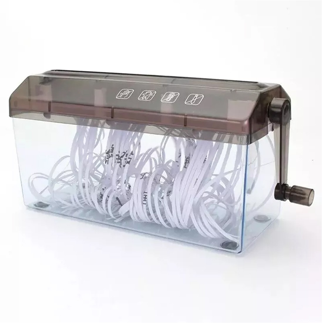 Hand Manual Desktop Office A4 Paper Shredder Strip Cut Shredding W Wastebasket — image 7