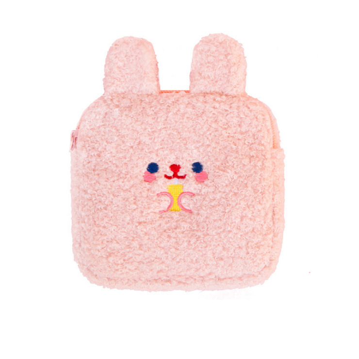 Large-capacity Sanitary Napkin Bag Plush Embroidery Menstrual Bag