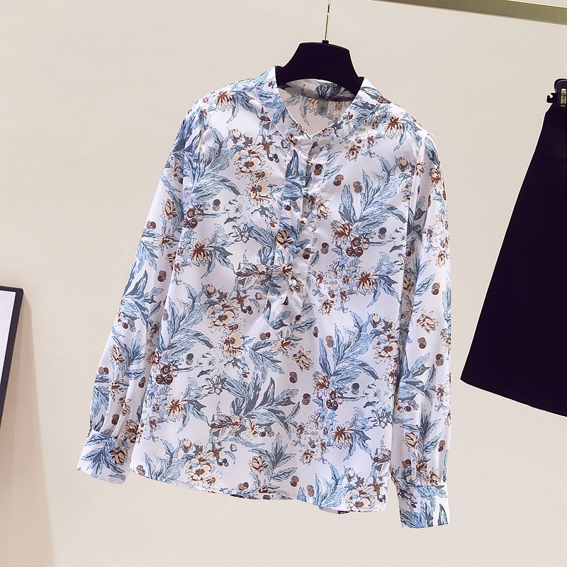 Title 6, Loose Slimming All-match Print Chiffon Shirt