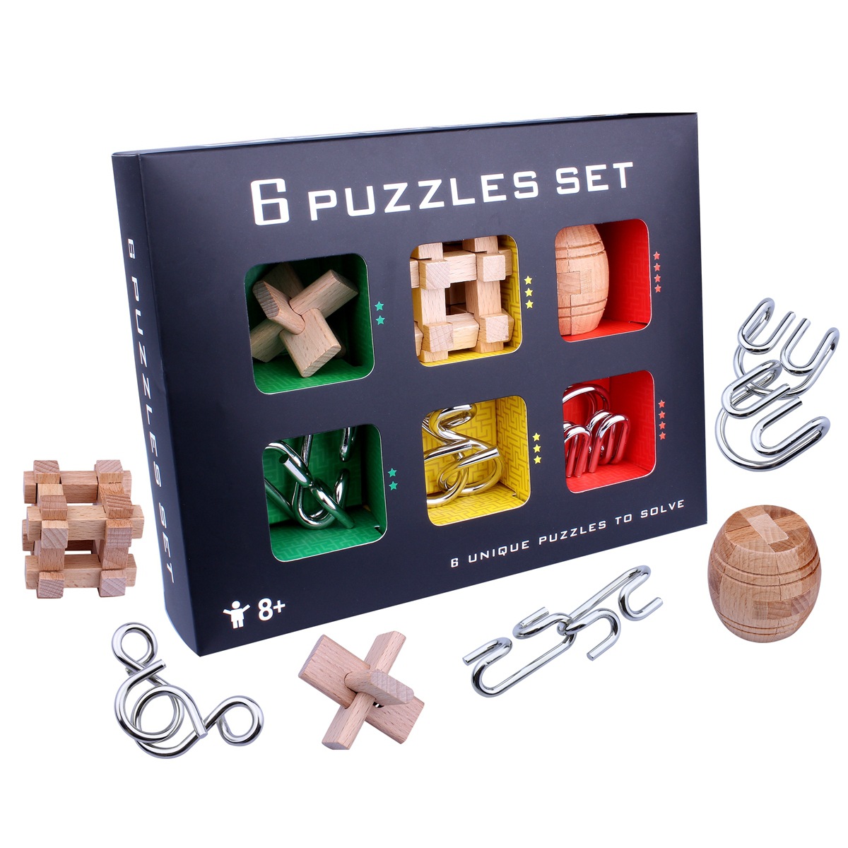 6-Piece Set of Lock Intelligence Buckle: Brain Teasers for All Ages