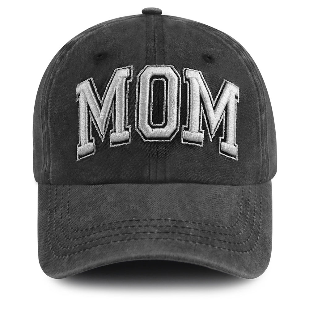 Vintage Washed Black MOM Embroidery Baseball Cap, Women Casual Hat — foto 5