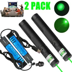 Green Laser Pointer Pen Light 9900Mile Strong Visible Beam Lazer AAA Torch 532nm USB Rechargeable Flashlight - Green - View 1