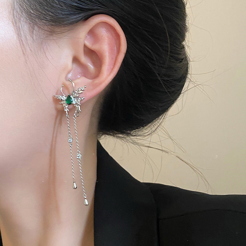 Sprite Zircon Chain Tassel Earrings