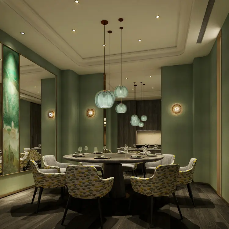 Green Tree Leaf Pattern Glass Chandelier Dining