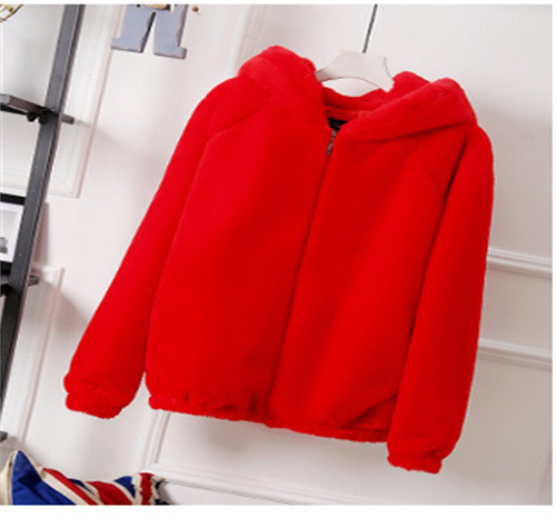 Women's New Slim Fur Coat Hooded Thickened Rex Rabbit