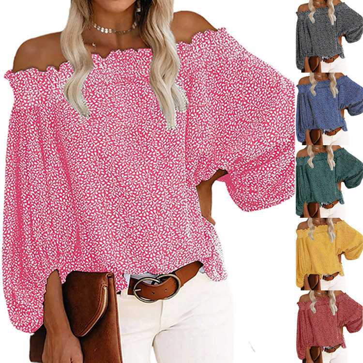 Sexy One-neck Off-the-shoulder Long-sleeved Chiffon Shirt