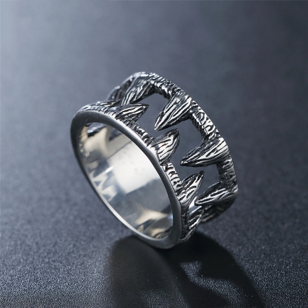 Title 4, Anillo de acero de titanio para hombre con dien...