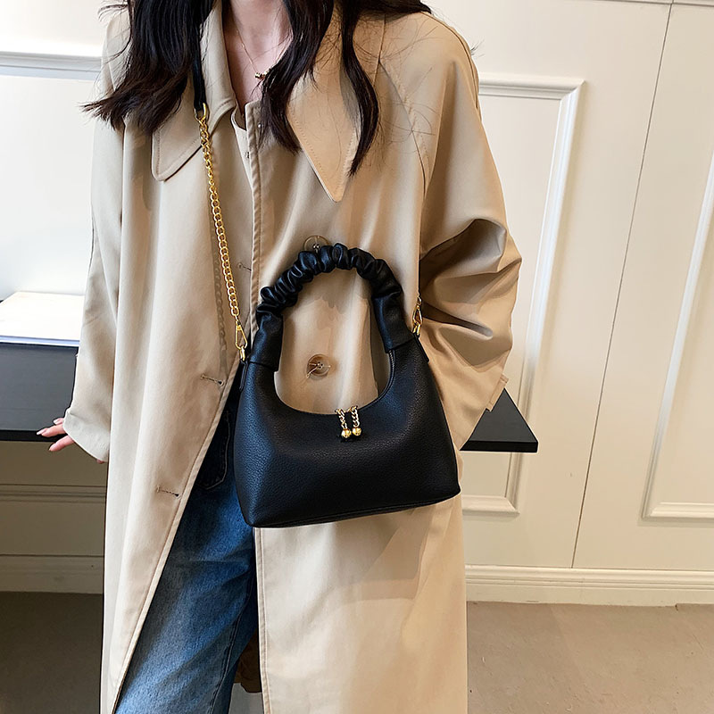 Handheld Lychee Pattern Simple Chain Shoulder Bag