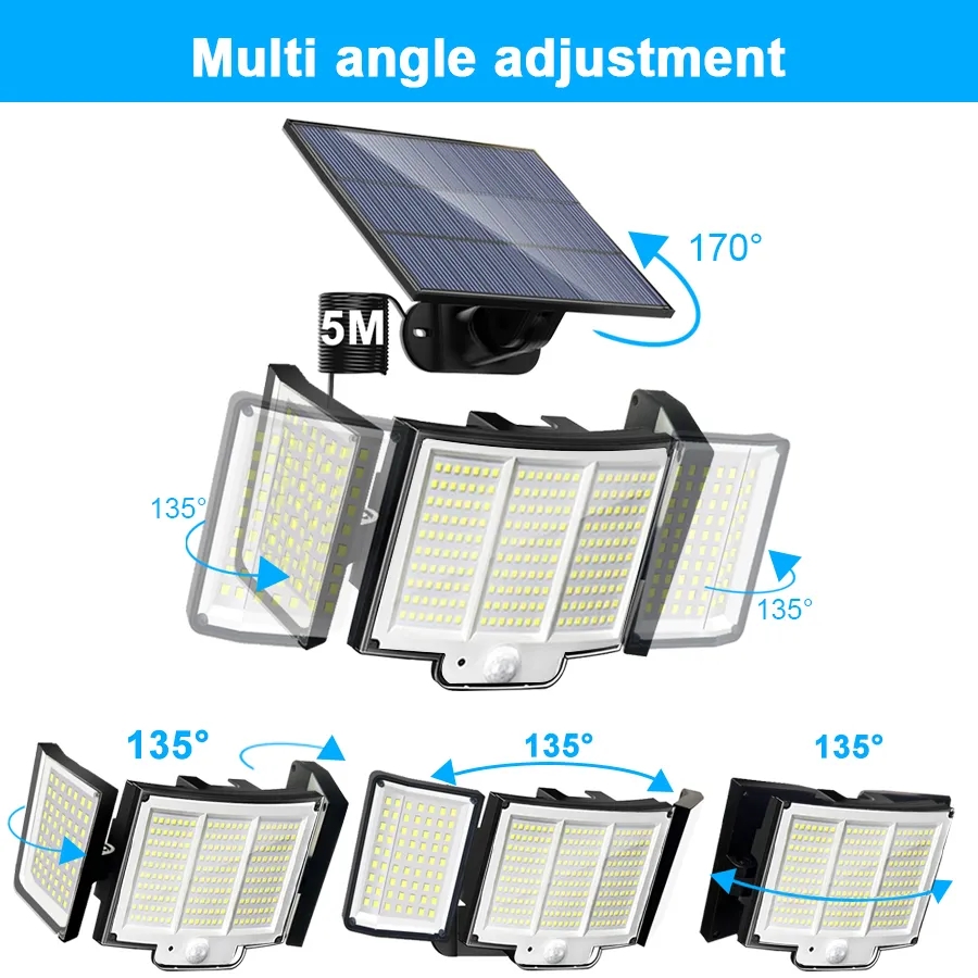 1,2 Pack Solar Lights Outdoor 348 LED Motion Sensor Lights With Remote Control  3 Head Waterproof — foto 25
