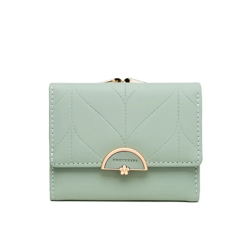Women's Short Printed Three-fold Iron Clip Multifunctional Purse