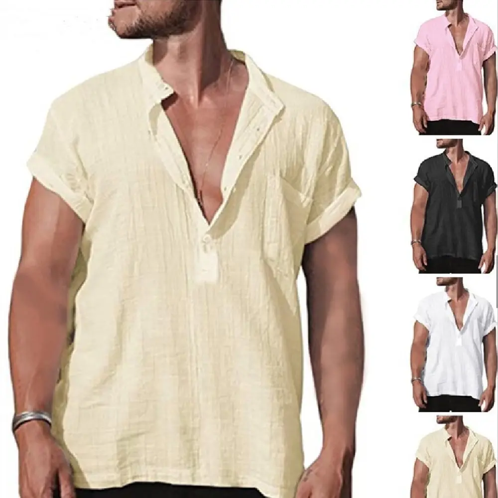 Loose Stand Neck Solid Color Pocket Short