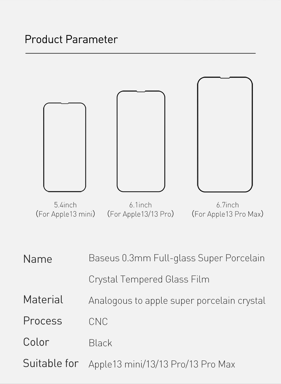 0.3mm Full Screen Full Glass Super Porcelain Crystal Tempered Film For IP 5.4 Inch Model