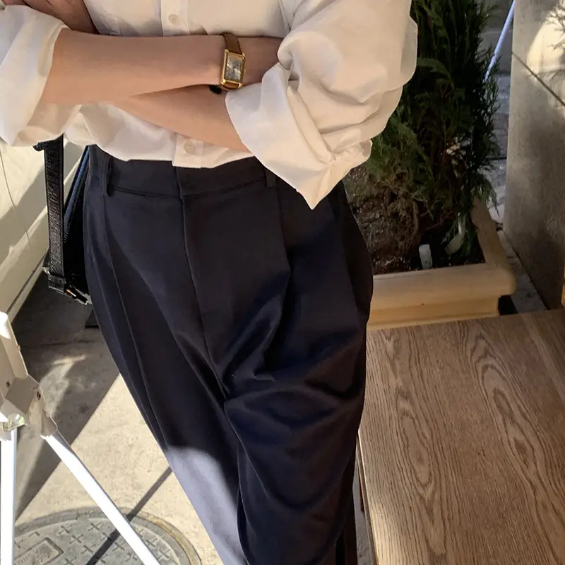 Simple Commuter Temperament High Waist Slim Retro Casual Pants Women