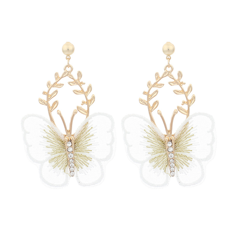 Metallic Lace Butterfly Earrings Personalized French Style