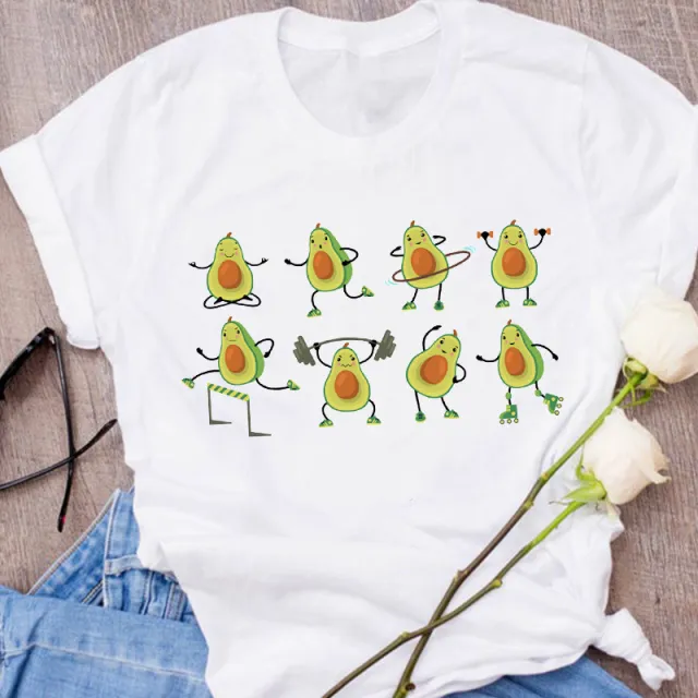 Avocado Creative Fashion Printing Men's And Women's Short sleeved T shirt Summer Loose Shape9 - Shop at LoveMi