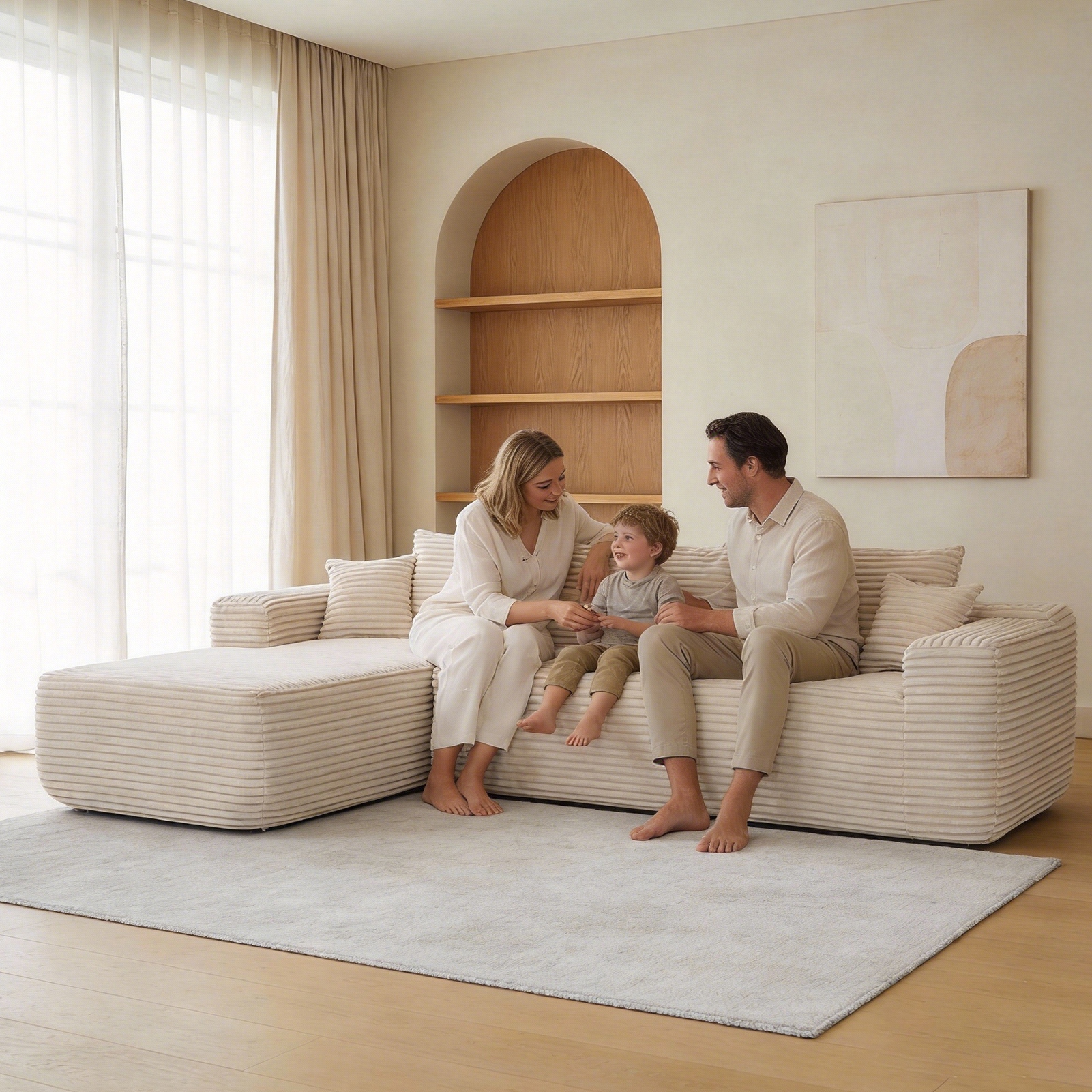YM3116250005811& YM3116250006111 Combination Products Are Not Sold Sep-L Shape Modular Sectional Couch Spacious Comfortable 2 Seater Sofa With Pillows For Living Room Office No Assembly Required Beig