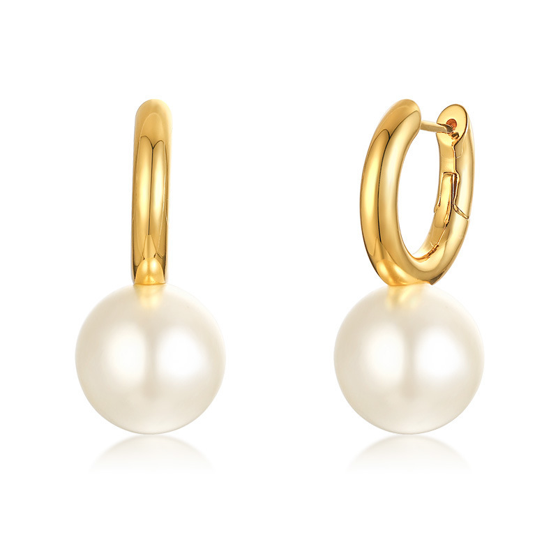 French Pearl Studs Gold-plated Simple Earrings Women