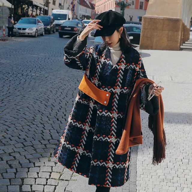 Loose And Thin Small Quilted Woolen Coat Trend Blue - Shop at LoveMi