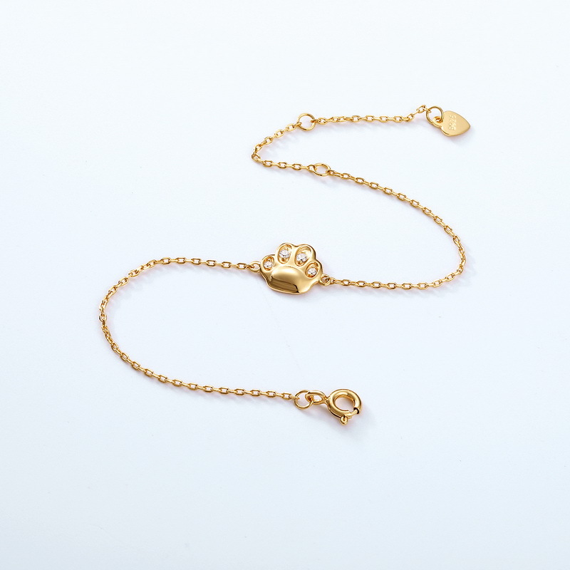 9K Yellow Gold Plated Silver Adorable Soft Petite Claw Bracelet