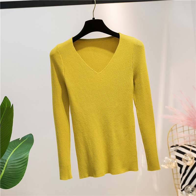 Title 3, Autumn and Winter V-neck Knitted Long-sleeved S...