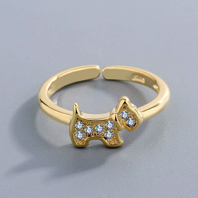 Mini Puppy Ring Fashion Korean Style Simple Diamond Puppy Ring