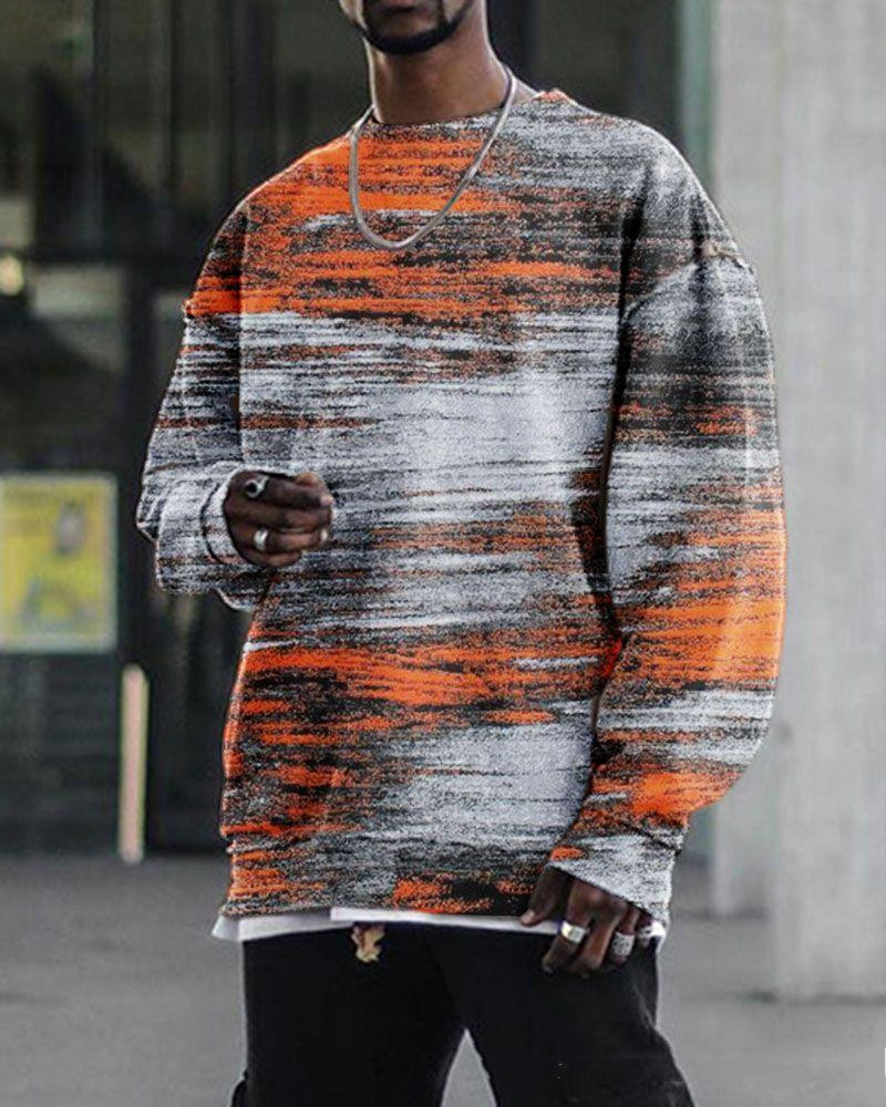 Digital Printing Loose Casual Trend Round Neck Long Sleeve Sweater