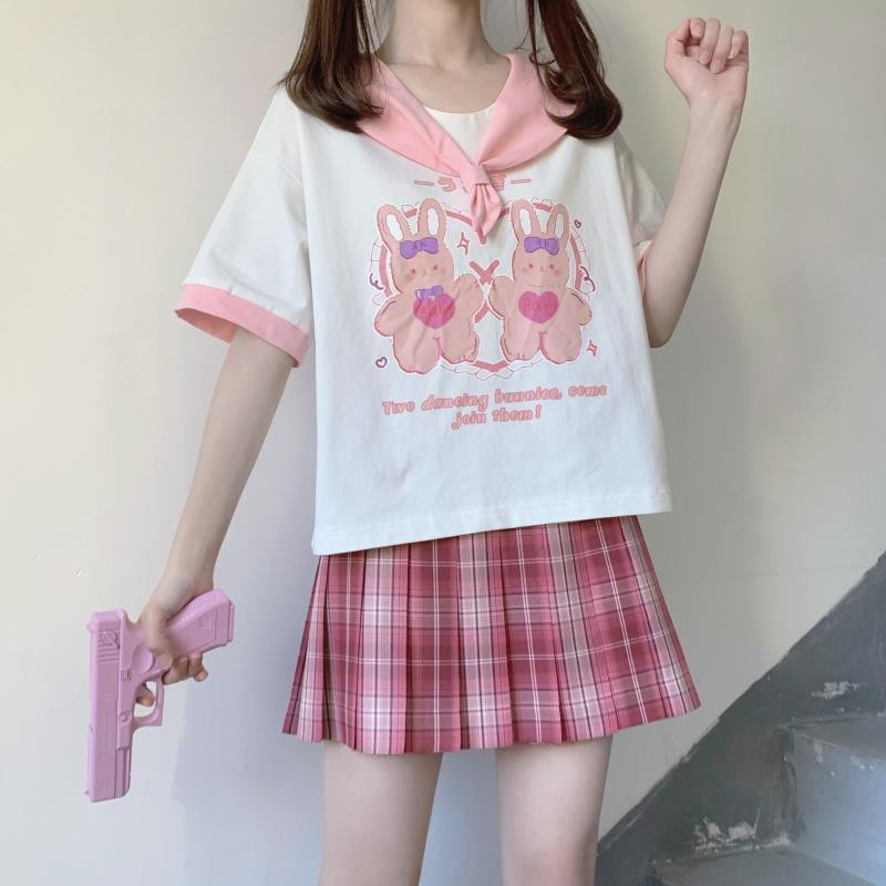 Two-piece Short-sleeved T-shirt Pleated Skirt