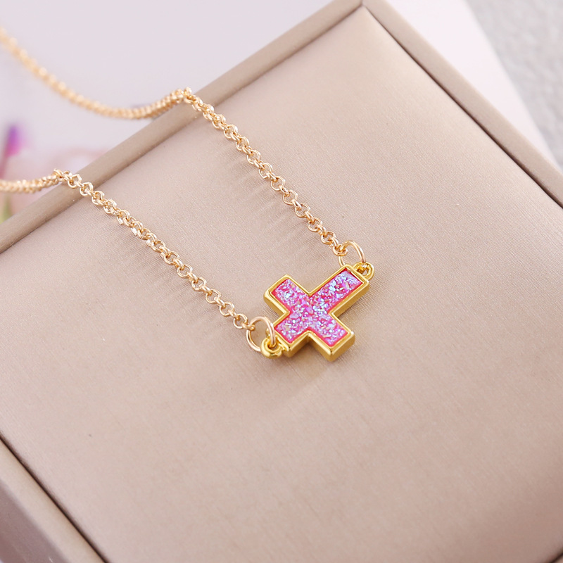 Multicolor Cross Simple Necklace Women Fashion Trendy Gothic Jewelry