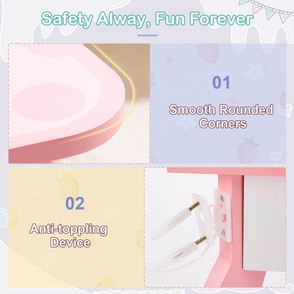 Pink MDF Spray-painted - Apple-printed 1-drawer 2-desktop Storage Box... 4