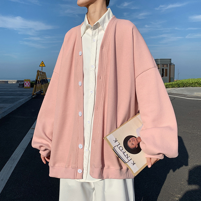 Lazy Style V-neck Cardigan Sweater Men Loose