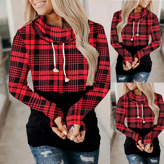 Checked Coat With Hood And Lace Up Padded Sweatshirt Black - Shop at LoveMi